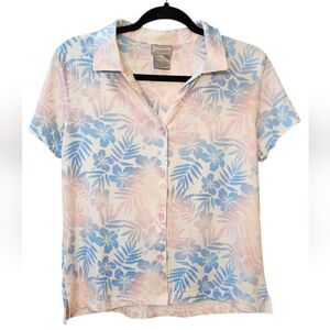 Jammies by HIP Style Floral Hawaiian Button-Up Shirt Pajama Top Size Small